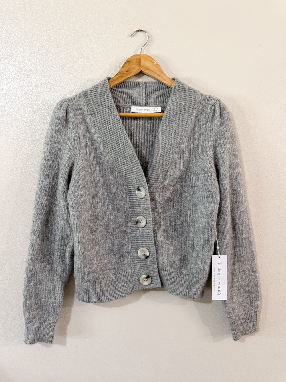 NEW‎ |  Bishop + Young Anthropologie Kai Wool Blend Cardigan in grey